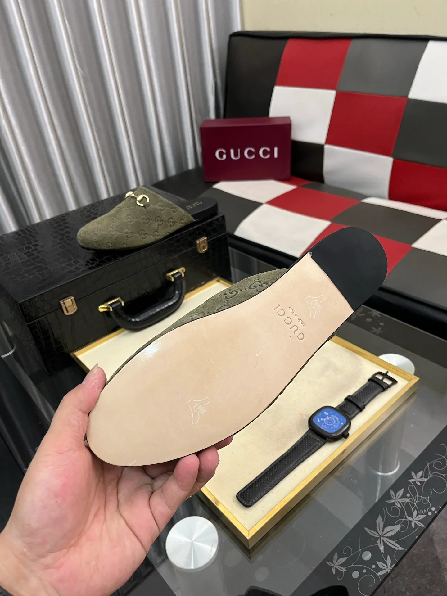 Men's shoes 💰480⌚️⌚️[Gucci] 2024 new season half-slip men's shoes, made of Italian imported first-layer frosted cowhide➕sheepskin lining, original hardware buckle, original combination wear-resistant outsole, real shot 🎬 Very comfortable on the feet, size 36-44